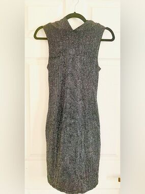 ASOS Black Sparkle/Shimmer Textured Open Back Hoodie Midi Dress